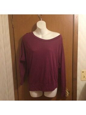 Wetseal Burgundy Off-Shoulder Long-sleeve Top L
